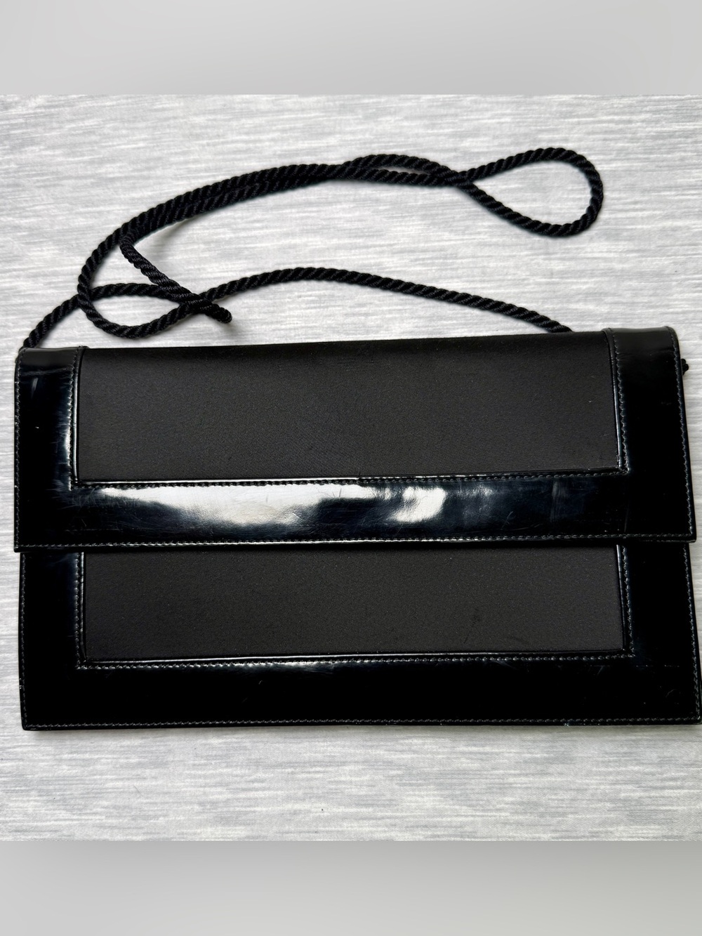 Vintage Renaud Pellegrino Paris Patent Satin Convertible Evening Clutch Envelope